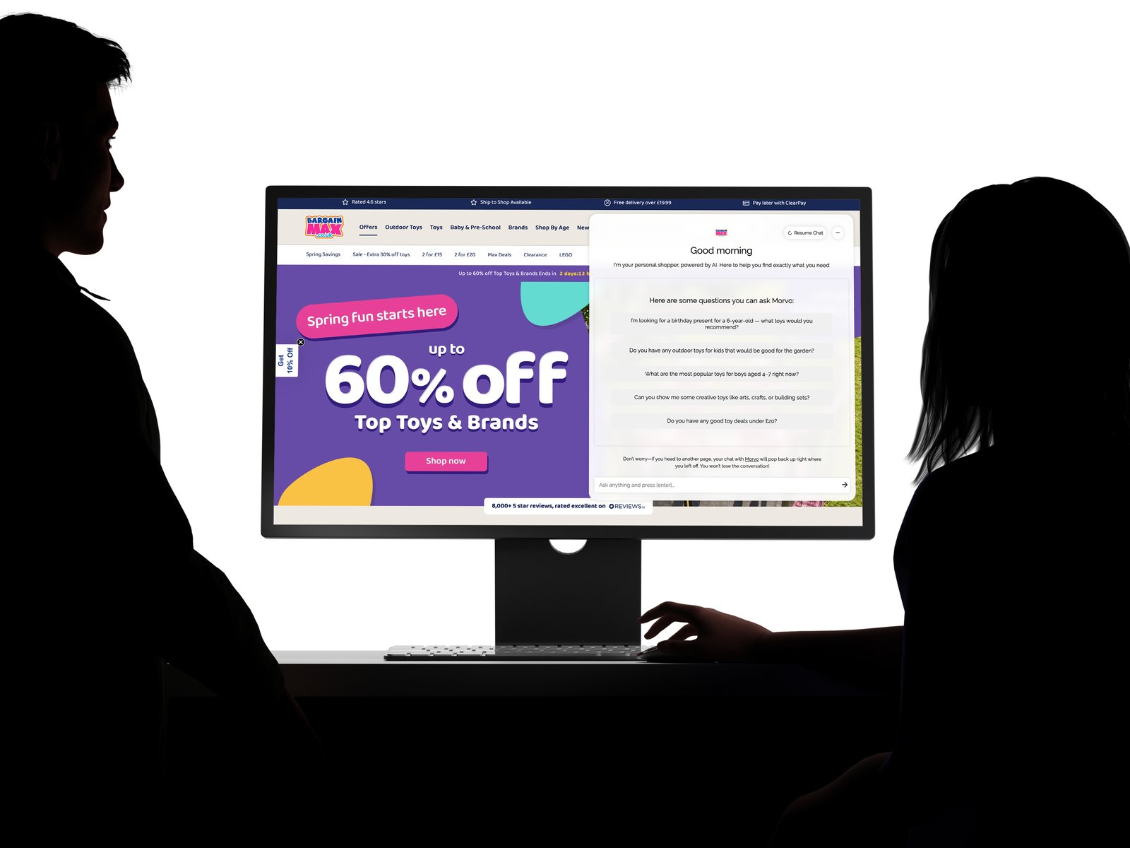 BargainMax toy and gift retailer using Morvo AI personal shopper for product discovery
