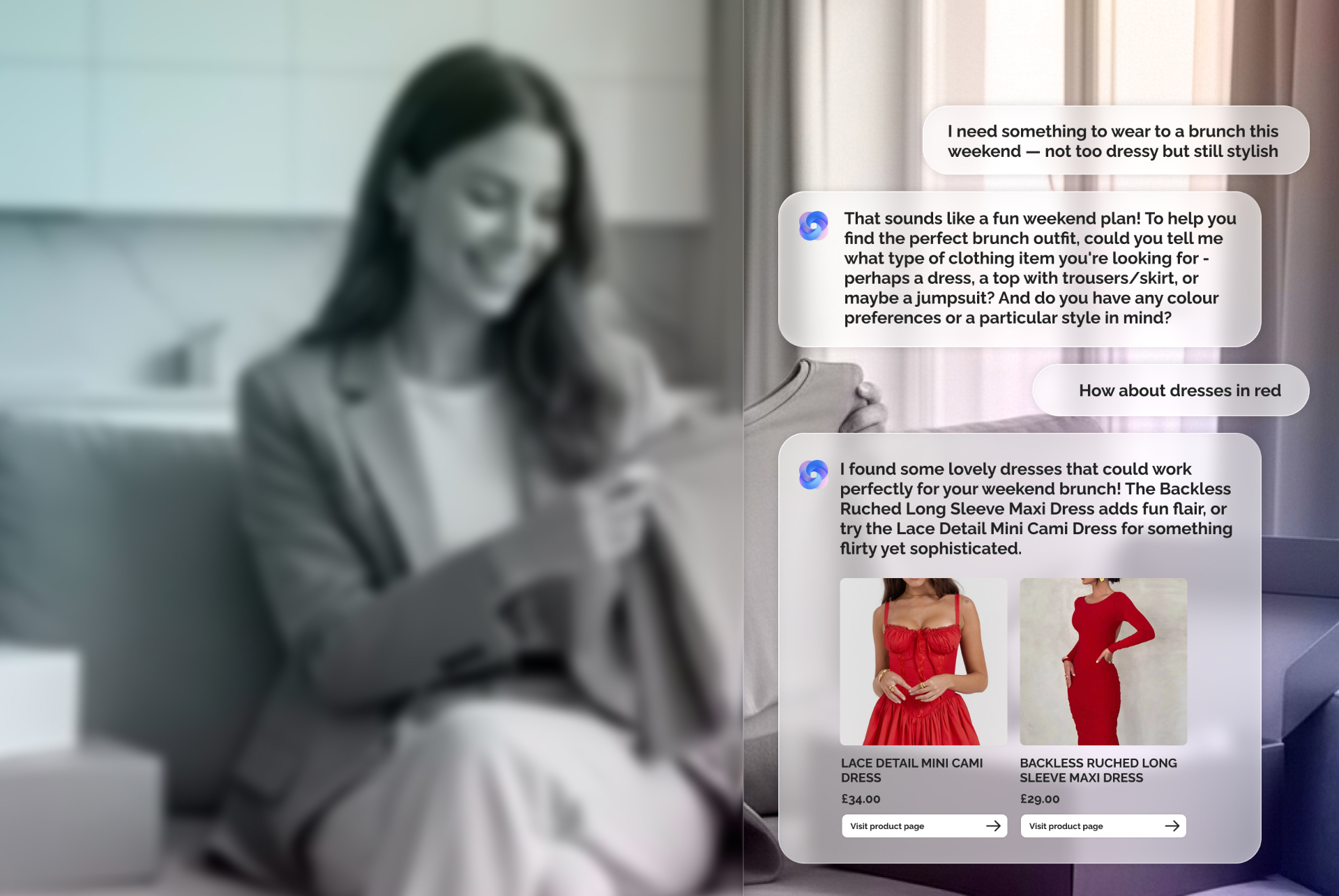 Morvo AI ecommerce assistant showing personalised product recommendations